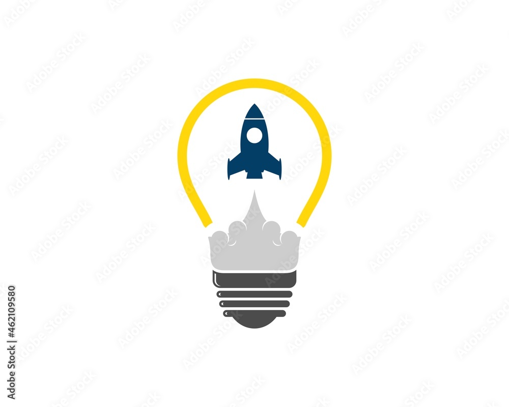 Sticker electrical bulb with gliding rocket inside