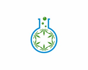 Cannabis leaves in the laboratory test tube