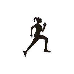 Fototapeta na wymiar Running woman silhouette minimalist logo design icon vector