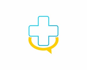 Medical symbol in the bubble chat logo
