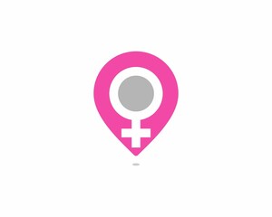 Female gender symbol in the point location