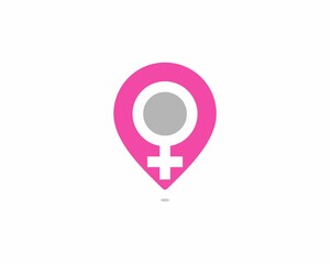 Female gender symbol in the point location