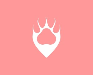 Pet paws in the point location silhouette