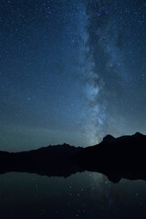 Milky Way over the Sawtooth Mountains with Redfish Lake in the Foreground_7845