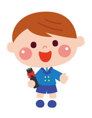 保育園や幼稚園で卒園式を終えた男児のイメージ