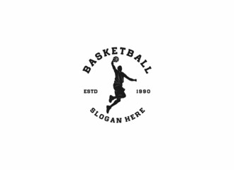 logo for basketball sport in cool style and on white background