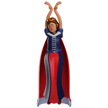 3D Queen Cartoon Illustration with ballerina poses