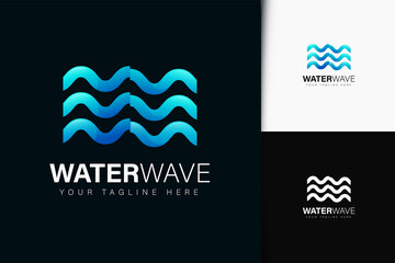 Water wave logo design with gradient