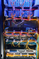 Computer equipment and network cables inside server rack