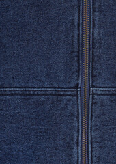 Blue part of fabric with zipper close up