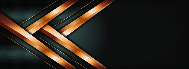Luxury Dark Green Background with Overlap Layer and Golden Lines Style Concept.