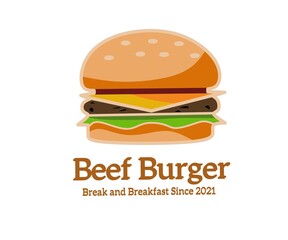 Beef burger logo. Fast food logo. Beef burger icon.