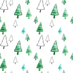 Obraz premium クリスマスツリー シンプル イラスト パターン