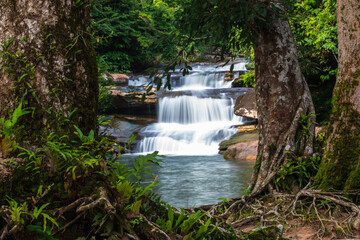 Obraz premium Tad Kham waterfall, Beautiful waterfall in Phu Langka national Park, Nakhon Phanom province, ThaiLand.