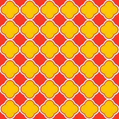 Japanese Colorful Cute Flower Mosaic Vector Seamless Pattern