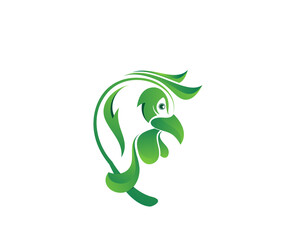green rooster logo design template