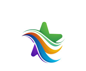 rainbow star logo design template