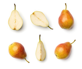 Collection of pears isolated on white background