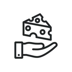 Cheese on hand icon design isolated on white background. Vector illustration