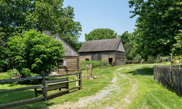Log Cabin and Barn