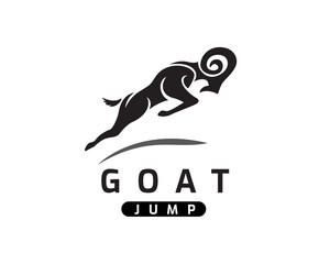 abstract silhouette black goat jump logo template illustration
