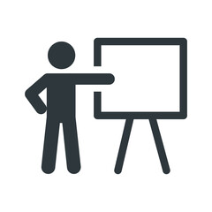 Training icon. Simple solid style. Teacher, course, coach, class, lecture, demonstrate, blackboard, pictogram, seminar, classroom concept. Vector illustration isolated on white background EPS 10