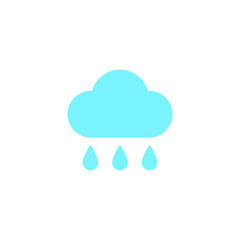 Rain cloud icon. Simple flat style. Drop water, cloudy symbol, raindrop, fall, spring, color, measure, nature, weather concept for web design. Vector illustration isolated on white background EPS 10