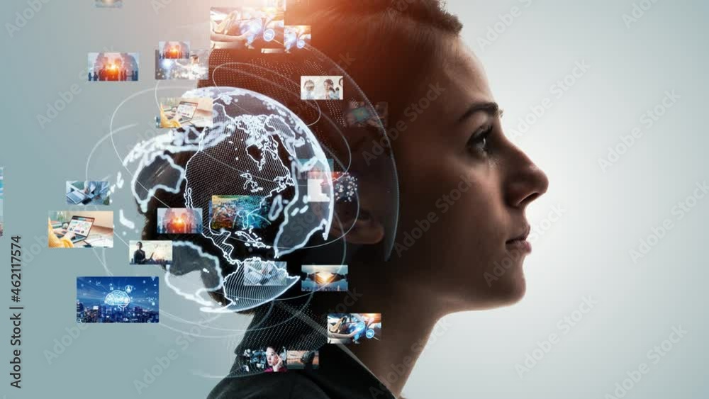 Poster Visual contents concept. Image analysis. Digital transformation. AI (Artificial Intelligence) concept.