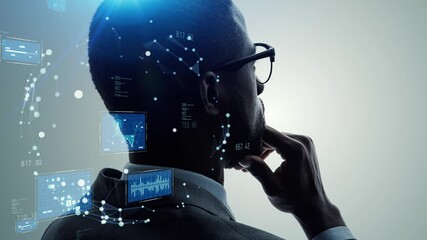 AI (Artificial Intelligence) concept. Deep learning. GUI (Graphical User Interface).