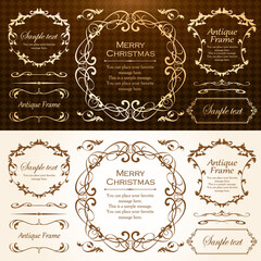 クリスマスをイメージしたフレームデザインのセット。アンティーク。ビンテージ。エレガント