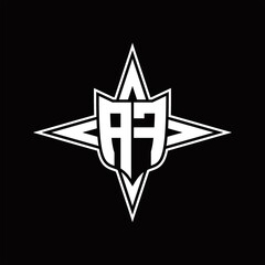 AF Logo monogram with four direction arrows design template