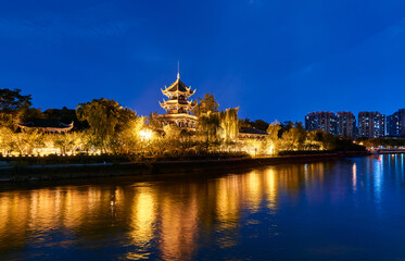 Fototapeta na wymiar A tower in Chengdu, Sichuan Province, China