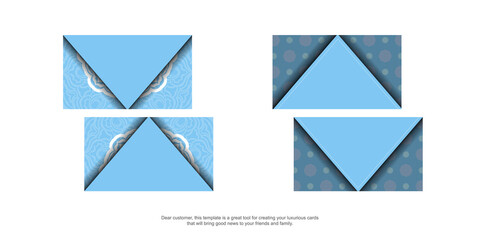 Blue color business card template with abstract white pattern for your personality.