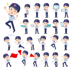 スマートフォンなどのデジタル機器を持つ郵便配達員男性のセット