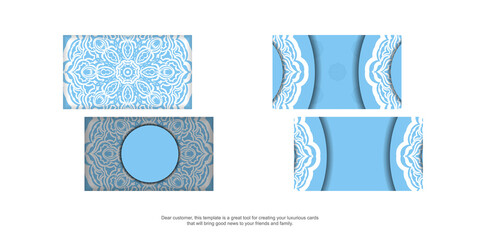Blue business card with luxurious white pattern for your business.