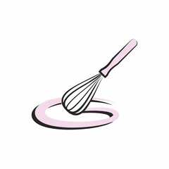 Vector illustration with pastry tools. Pastry whisk. Design element for pastry chef, chocolatier, baker.