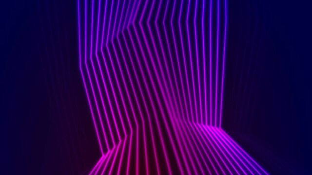 Blue and ultraviolet neon laser glowing curved 3d lines abstract tech motion background. Seamless looping. Video animation Ultra HD 4K 3840x2160