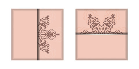 Pink color card with abstract ornament for your brand.