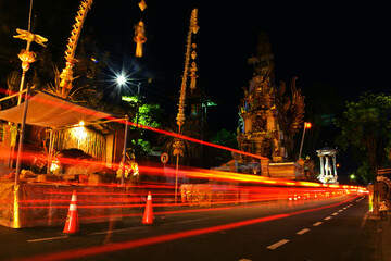 Beautiful decoration of a coffin and cow for completeness at the Ngaben (cremation) ceremony in Bali 