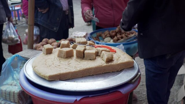 Steamed rice cake traditional Vietnamese street food