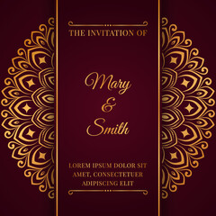 Luxury wedding invitation card design with mandala