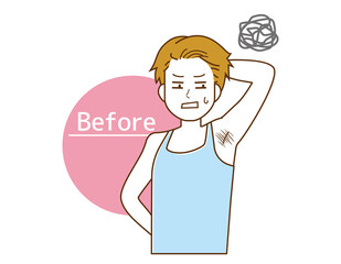 脇毛脱毛をする男性のベクターイラスト