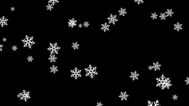 Alpha channel file,  Seamless loop Falling snowflakes motion background