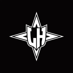 LH Logo monogram with four direction arrows design template