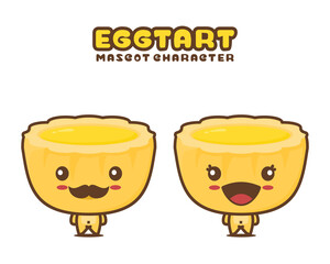 cute mascot egg tart, food cartoon illustration