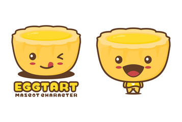 cute mascot egg tart, food cartoon illustration