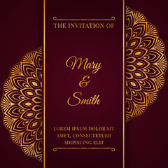 Luxury wedding invitation card design with mandala