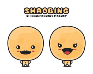 cute shaobing mascot, chinese traditional food vector illustration