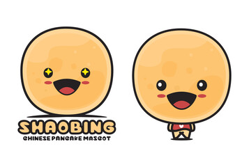 cute shaobing mascot, chinese traditional food vector illustration