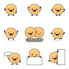 cute shaobing cartoon, chinese traditional food vector illustration. with happy facial expressions and different poses